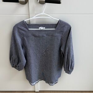 Linden Charcoal Blouse with Square Neckline